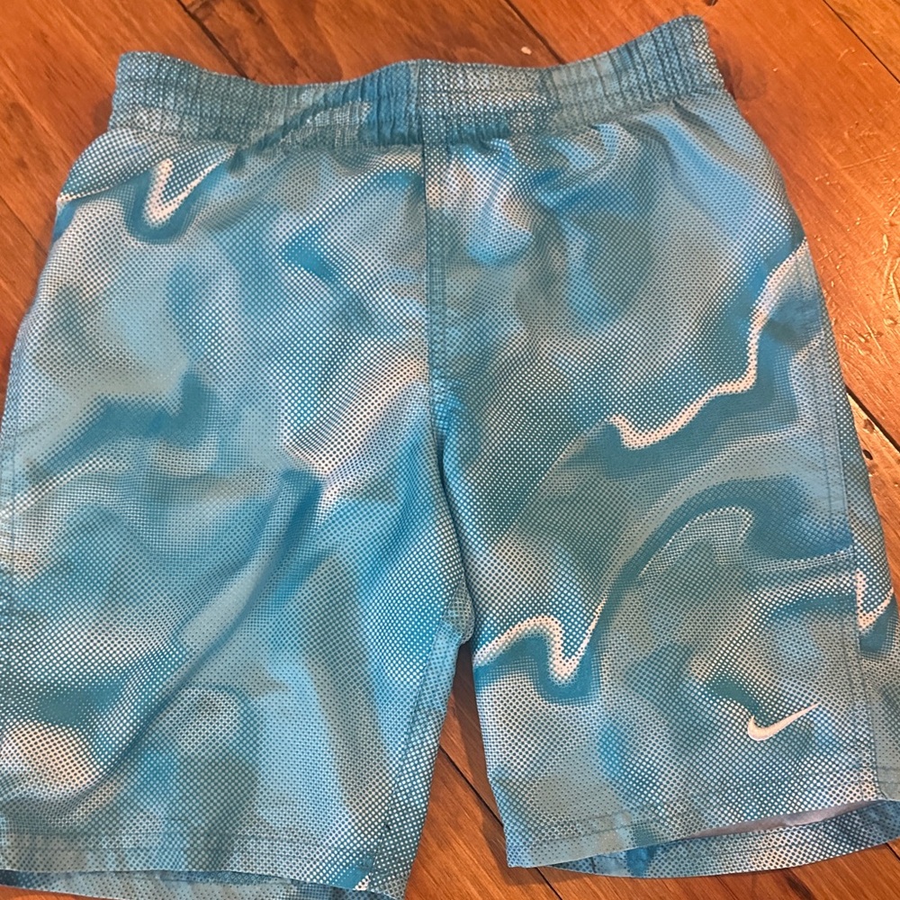 Nike Turquoise Patterned Swim Trunks